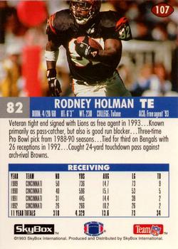 1993 SkyBox Impact - Color Foils #107 Rodney Holman Back