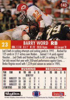 1993 SkyBox Impact - Color Foils #143 Barry Word Back