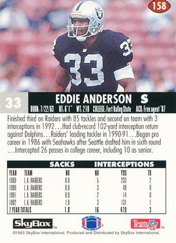1993 SkyBox Impact - Color Foils #158 Eddie Anderson Back