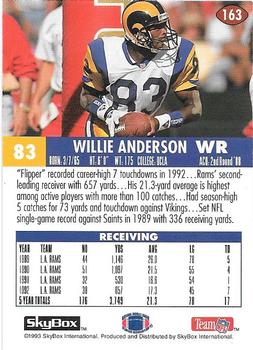 1993 SkyBox Impact - Color Foils #163 Willie Anderson Back