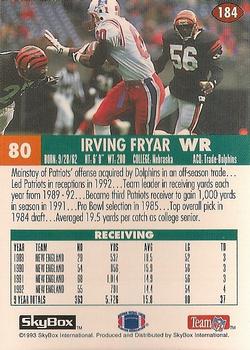 1993 SkyBox Impact - Color Foils #184 Irving Fryar Back