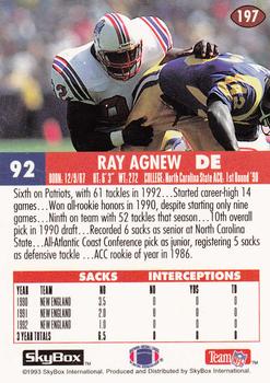 1993 SkyBox Impact - Color Foils #197 Ray Agnew Back