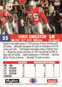 1993 SkyBox Impact - Color Foils #200 Chris Singleton Back