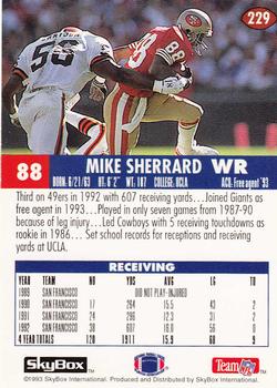 1993 SkyBox Impact - Color Foils #229 Mike Sherrard Back