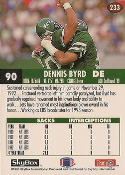 1993 SkyBox Impact - Color Foils #233 Dennis Byrd Back