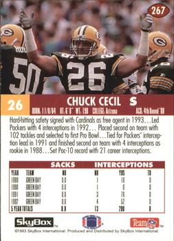 1993 SkyBox Impact - Color Foils #267 Chuck Cecil Back