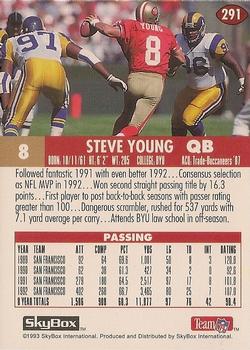 1993 SkyBox Impact - Color Foils #291 Steve Young Back