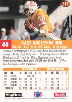 1993 SkyBox Impact - Color Foils #317 Gary Anderson Back