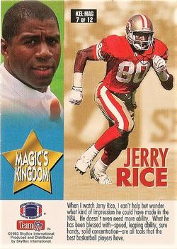 1993 SkyBox Impact - Kelly's Heroes/Magic's Kingdom #KEL-MAG7 Jim Kelly / Magic Johnson / Andre Reed / Jerry Rice Back