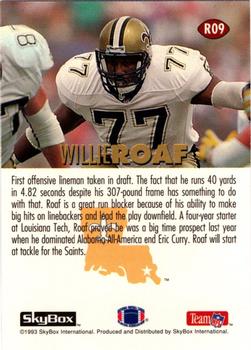 1993 SkyBox Impact - 1993 NFL Draft Picks Exchange #R09 Willie Roaf Back