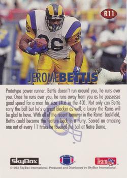 1993 SkyBox Impact - 1993 NFL Draft Picks Exchange #R11 Jerome Bettis Back