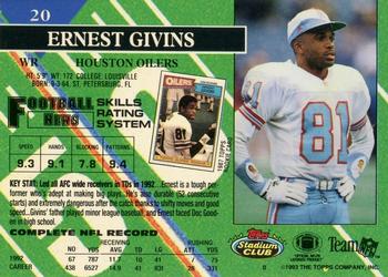 1993 Stadium Club - Members Only #20 Ernest Givins Back