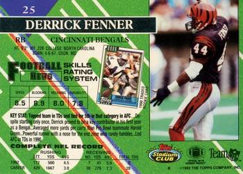 1993 Stadium Club - Members Only #25 Derrick Fenner Back