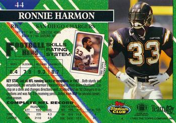 1993 Stadium Club - Members Only #44 Ronnie Harmon Back