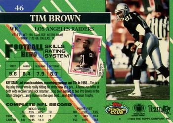 1993 Stadium Club - Members Only #46 Tim Brown Back
