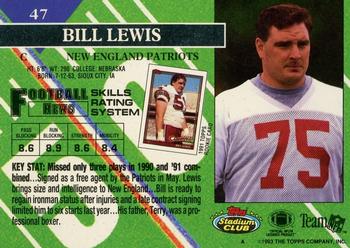 1993 Stadium Club - Members Only #47 Bill Lewis Back