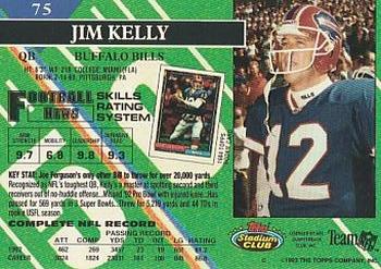 1993 Stadium Club - Members Only #75 Jim Kelly Back