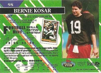 1993 Stadium Club - Members Only #98 Bernie Kosar Back