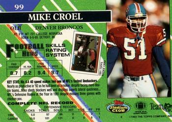 1993 Stadium Club - Members Only #99 Mike Croel Back