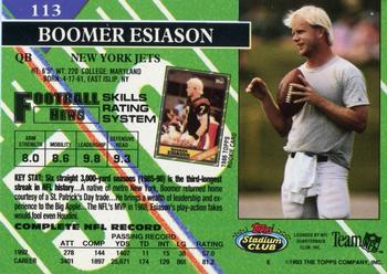 1993 Stadium Club - Members Only #113 Boomer Esiason Back