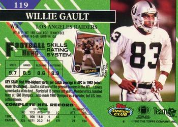 1993 Stadium Club - Members Only #119 Willie Gault Back