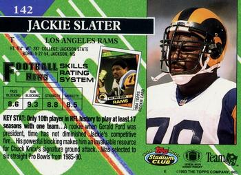 1993 Stadium Club - Members Only #142 Jackie Slater Back