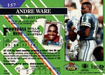 1993 Stadium Club - Members Only #157 Andre Ware Back