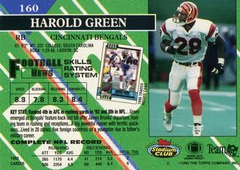 1993 Stadium Club - Members Only #160 Harold Green Back