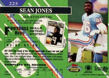 1993 Stadium Club - Members Only #225 Sean Jones Back