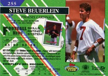 1993 Stadium Club - Members Only #255 Steve Beuerlein Back