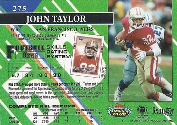 1993 Stadium Club - Members Only #275 John Taylor Back