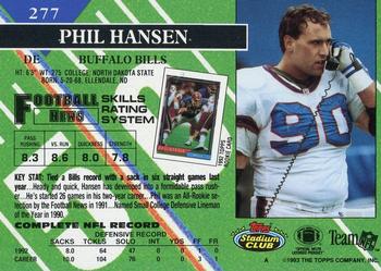 1993 Stadium Club - Members Only #277 Phil Hansen Back