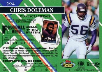 1993 Stadium Club - Members Only #294 Chris Doleman Back