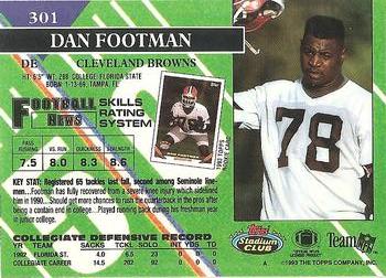 1993 Stadium Club - Members Only #301 Dan Footman Back
