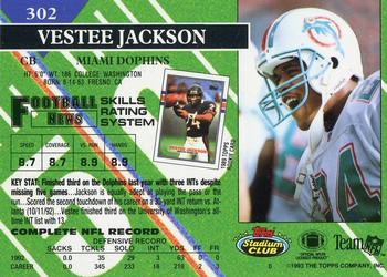 1993 Stadium Club - Members Only #302 Vestee Jackson Back