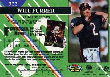 1993 Stadium Club - Members Only #322 Will Furrer Back