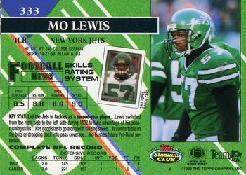 1993 Stadium Club - Members Only #333 Mo Lewis Back