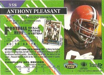 1993 Stadium Club - Members Only #358 Anthony Pleasant Back