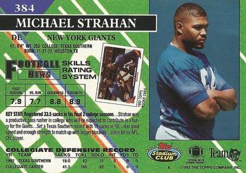 1993 Stadium Club - Members Only #384 Michael Strahan Back