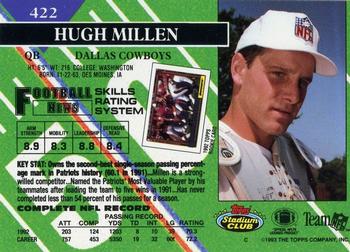1993 Stadium Club - Members Only #422 Hugh Millen Back