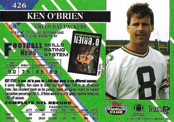 1993 Stadium Club - Members Only #426 Ken O'Brien Back