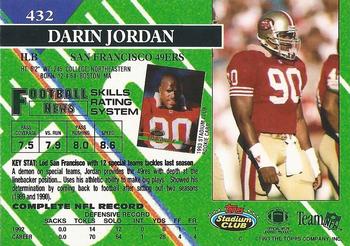 1993 Stadium Club - Members Only #432 Darin Jordan Back