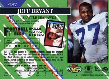 1993 Stadium Club - Members Only #437 Jeff Bryant Back