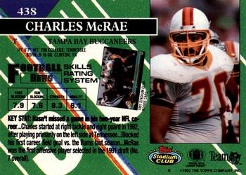 1993 Stadium Club - Members Only #438 Charles McRae Back