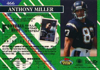 1993 Stadium Club - Members Only #466 Anthony Miller Back