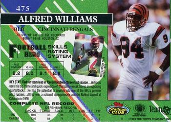 1993 Stadium Club - Members Only #475 Alfred Williams Back