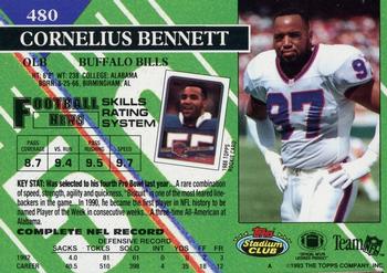 1993 Stadium Club - Members Only #480 Cornelius Bennett Back