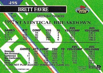 1993 Stadium Club - Members Only #498 Brett Favre Back