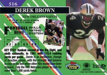 1993 Stadium Club - Members Only #516 Derek Brown Back