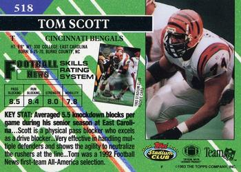 1993 Stadium Club - Members Only #518 Tom Scott Back